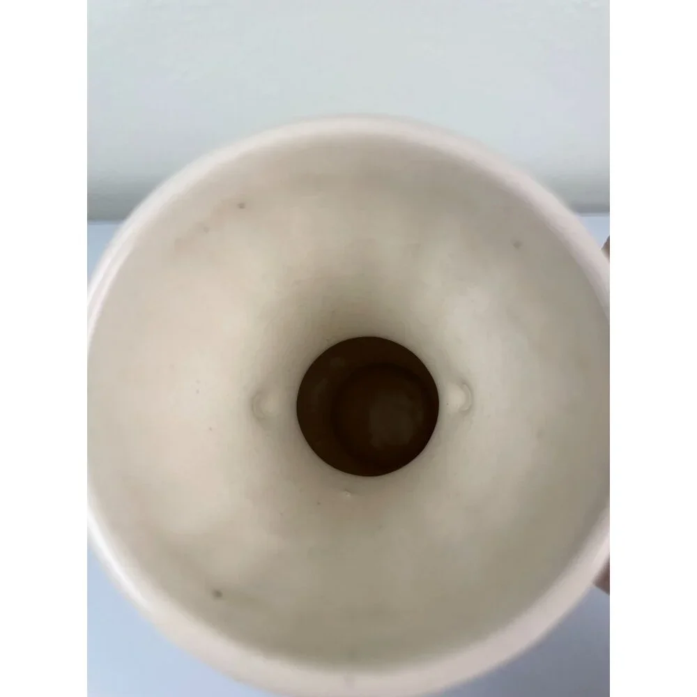 Vintage Royal Copley Beige Rose Floral Handled Vase, Mid-Century Pottery Ceramic